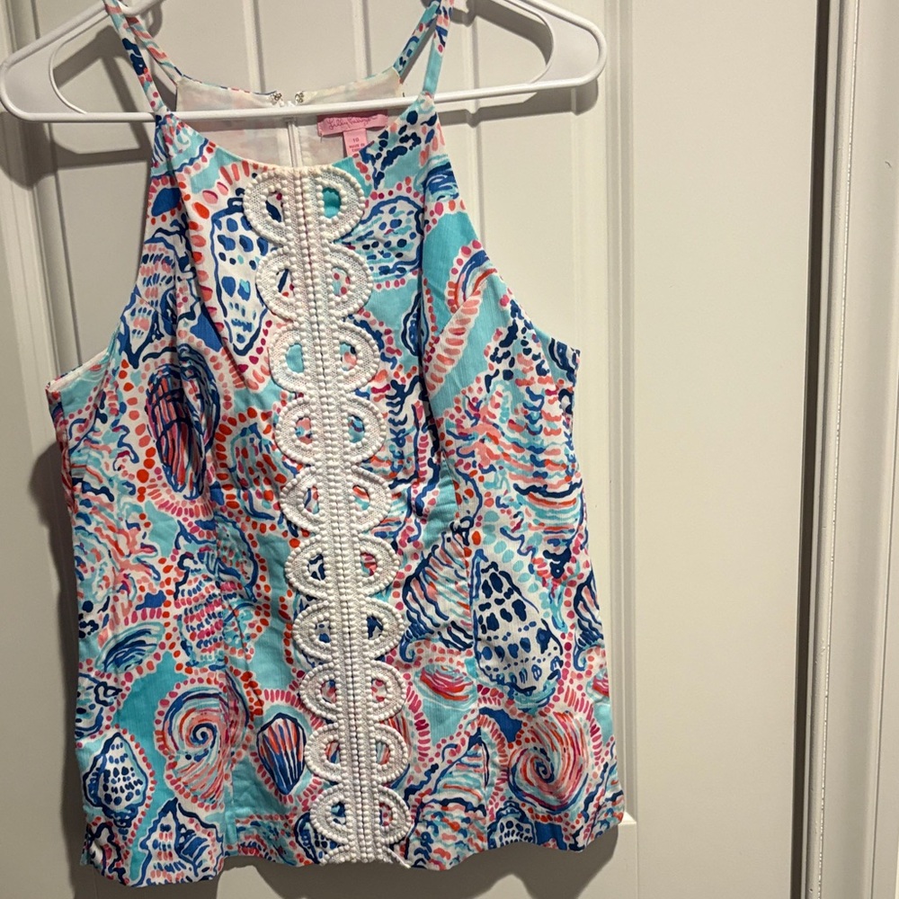 Lilly Pulitzer Blue and Pink Patterned Tank Top